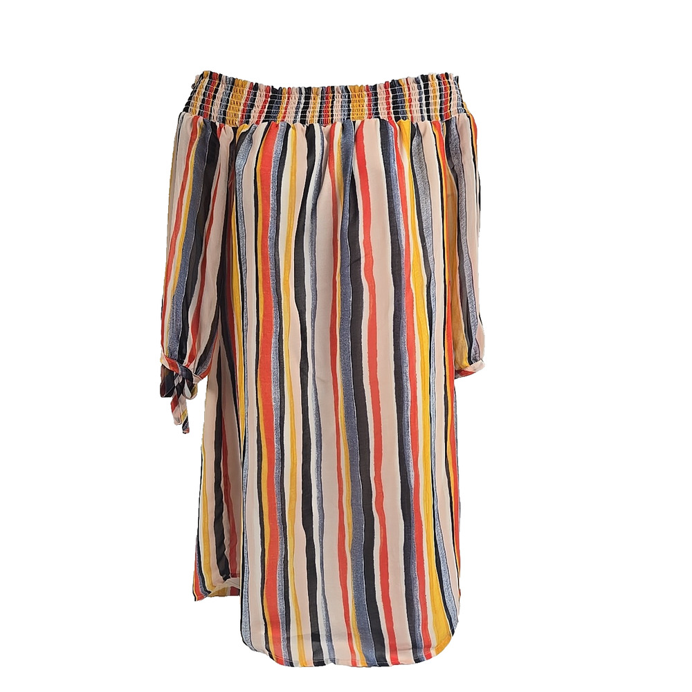 Ana Womens Dress Off Shoulder Multicolor Striped Flowy Shift Size Small
